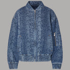 Bomber Liu Jo in denim con stampa pitone, zip frontale e tasche