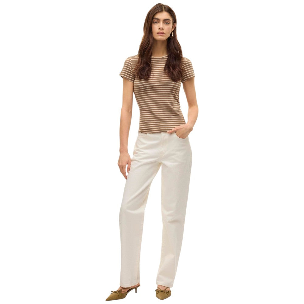 Vero Moda t-shirt a righe beige e marrone Fiona 10300882 T-shirt Vero Moda
