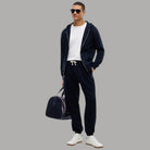 Pantalone tuta jogger Tommy Hilfiger blu con bandierina ricamata