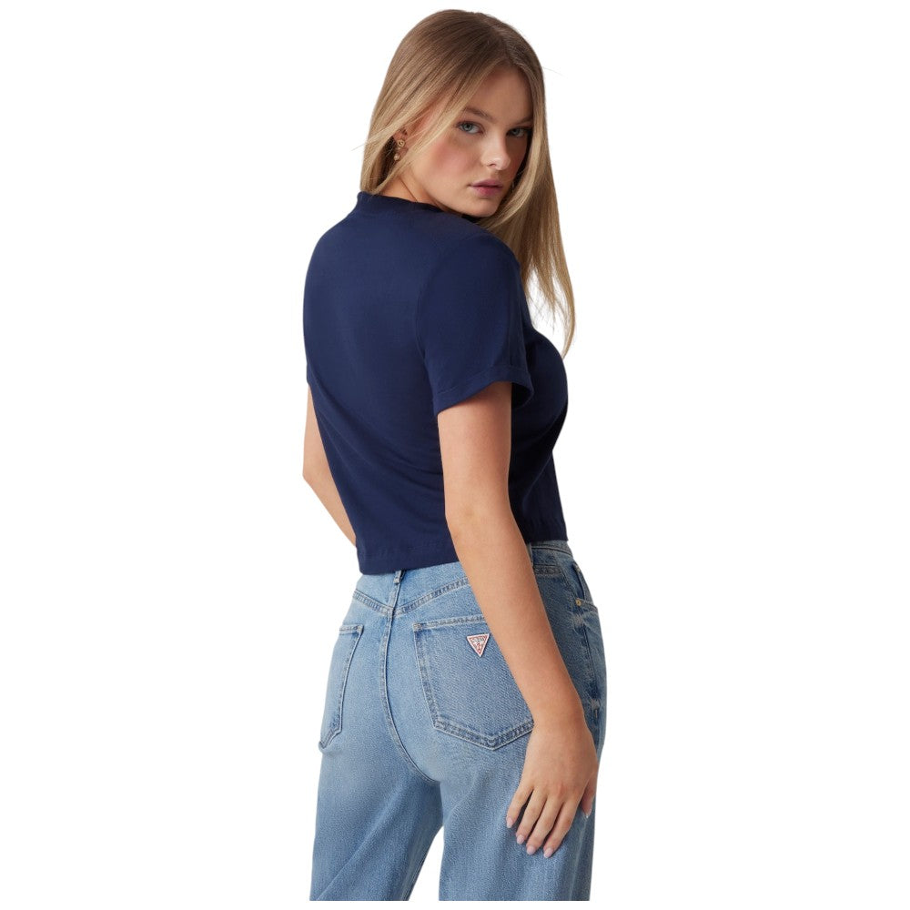 Guess t-shirt blu cropped washed logo W5GI15 K8FQ4 G7P1 T-shirt Guess