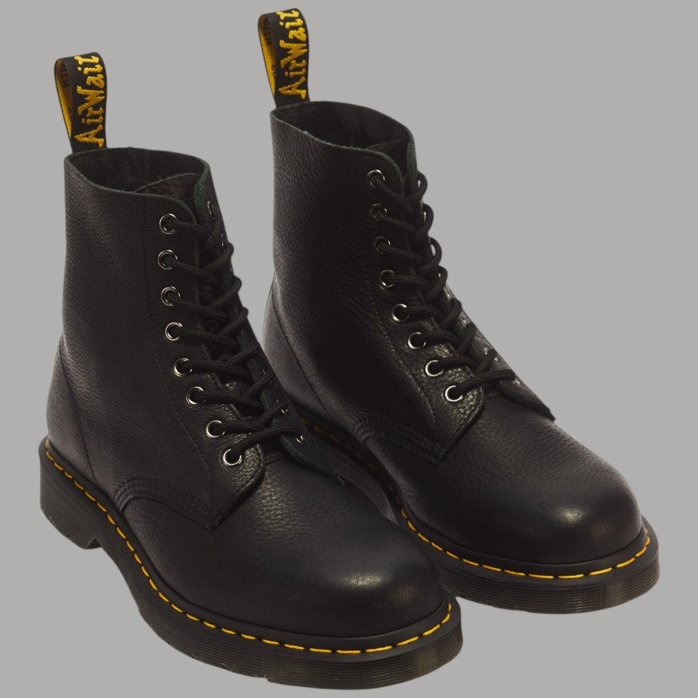 Stivali stringati Dr Martens 1460 Pascal in pelle Ambassador neri con cuciture gialle