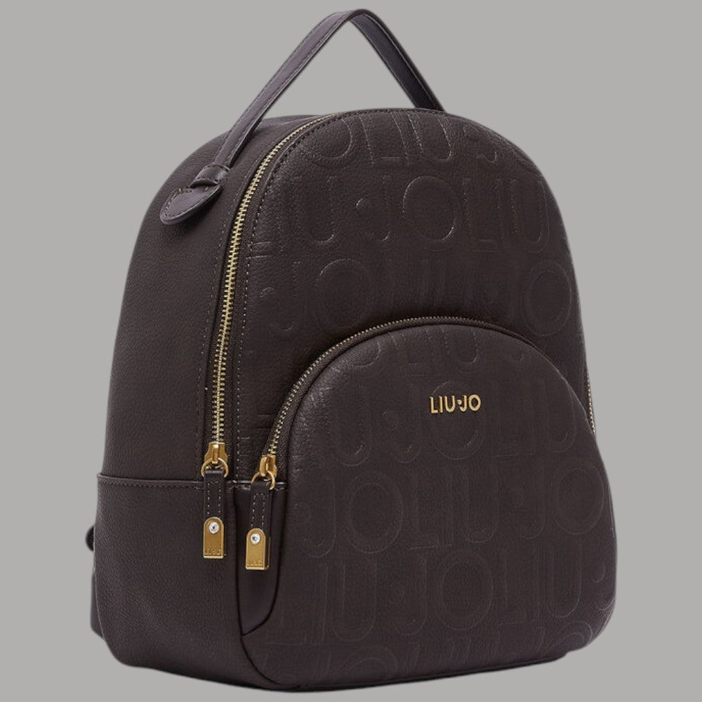 Zaino Liu Jo Manhattan logo monogram, texture effets, dettagli zip in oro, colore nero