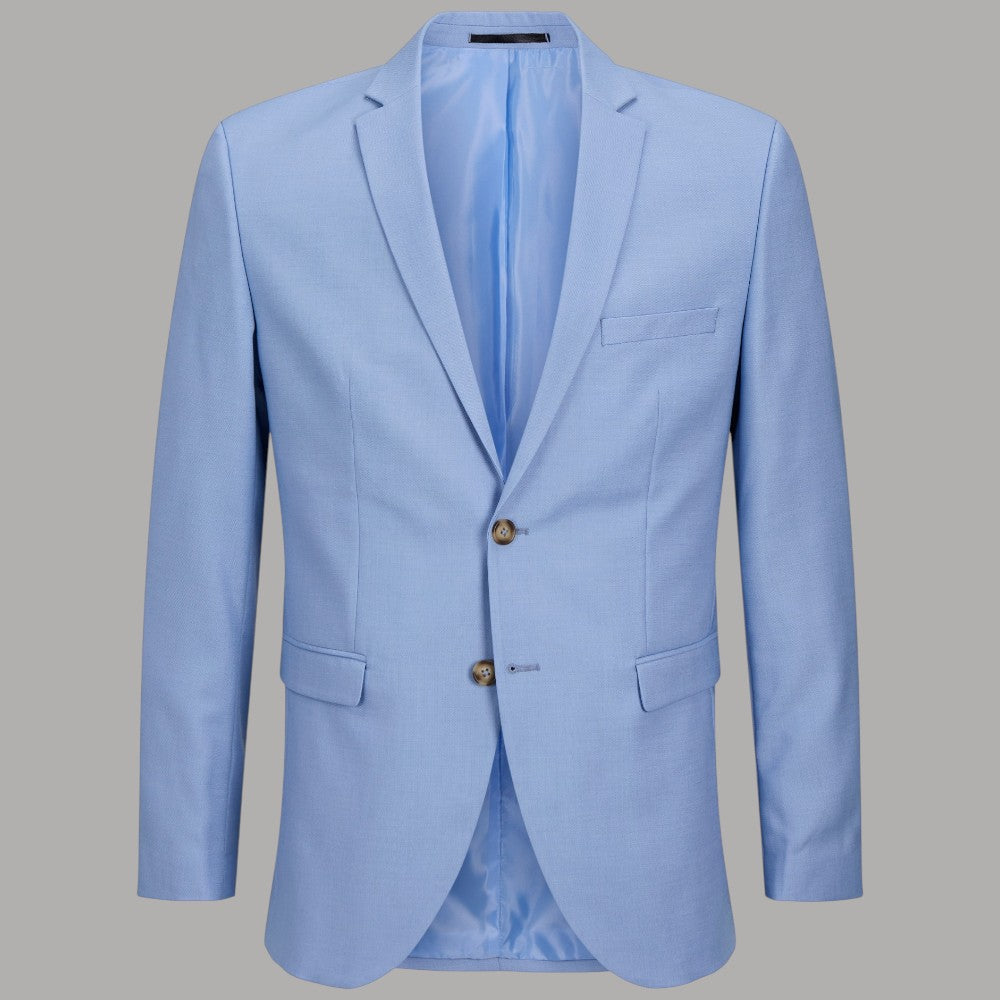 Jack & Jones Solaris giacca blazer da uomo celeste tessuto con texture liscia e dettagli classici