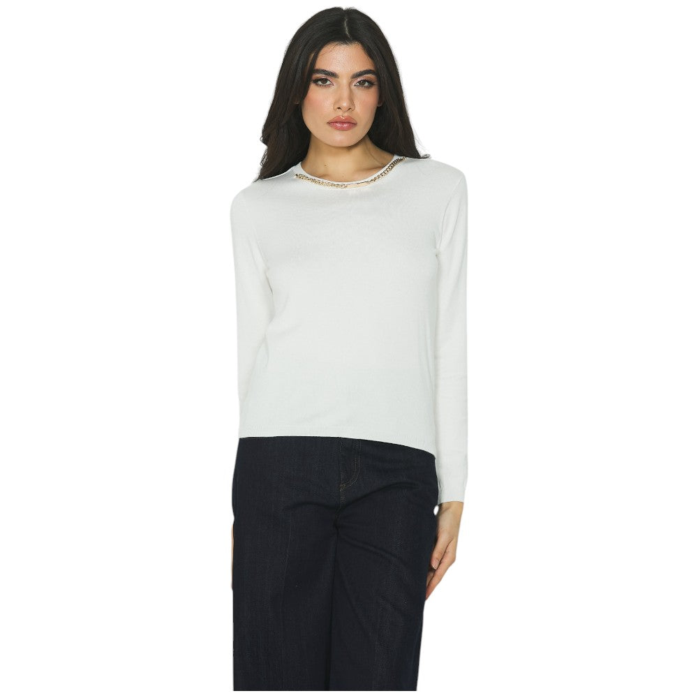 Relish pullover bianco con collana CLAUDIA RDA2402054035 Maglieria Relish