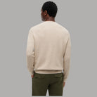 Tommy Hilfiger Pullover strutturato in cotone beige senza fantasie, dettaglio cuciture, vista posteriore