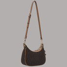 Borsa a spalla piccola Liu Jo in tessuto jacquard con dettaglio chain e tracolla camel