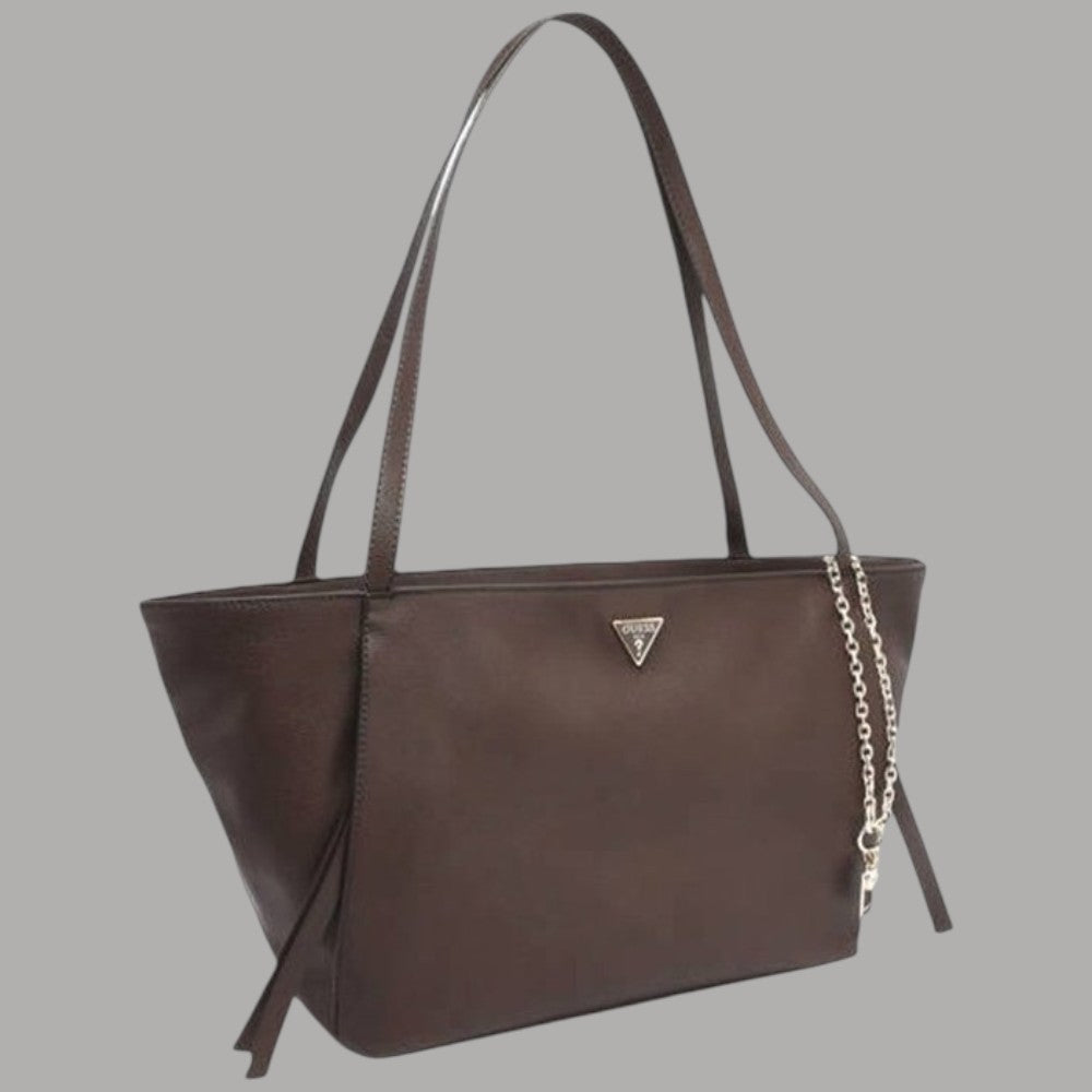 Borsa tote Guess Devon nera a 3 scomparti con logo frontale