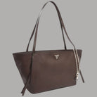 Borsa tote Guess Devon nera a 3 scomparti con logo frontale