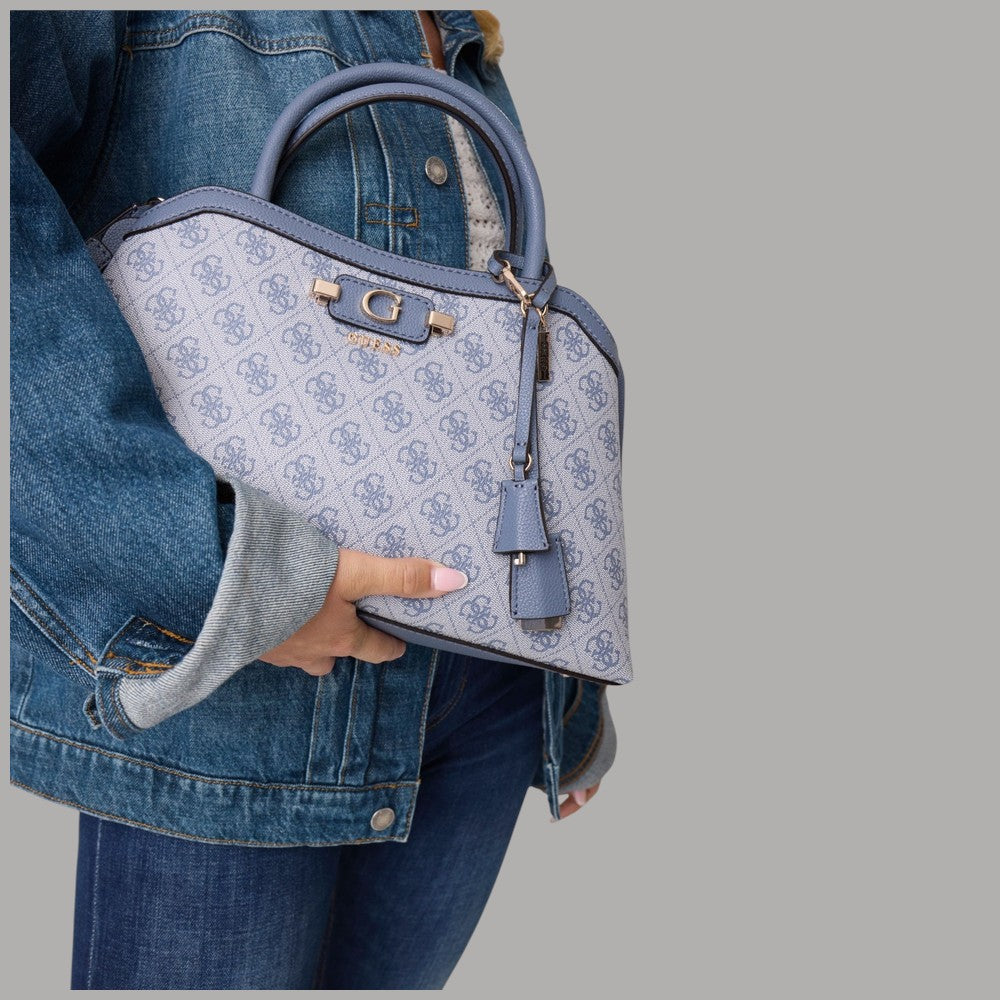 Borsa a mano Guess polvere con tracolla regolabile, pattern monogram e pendente