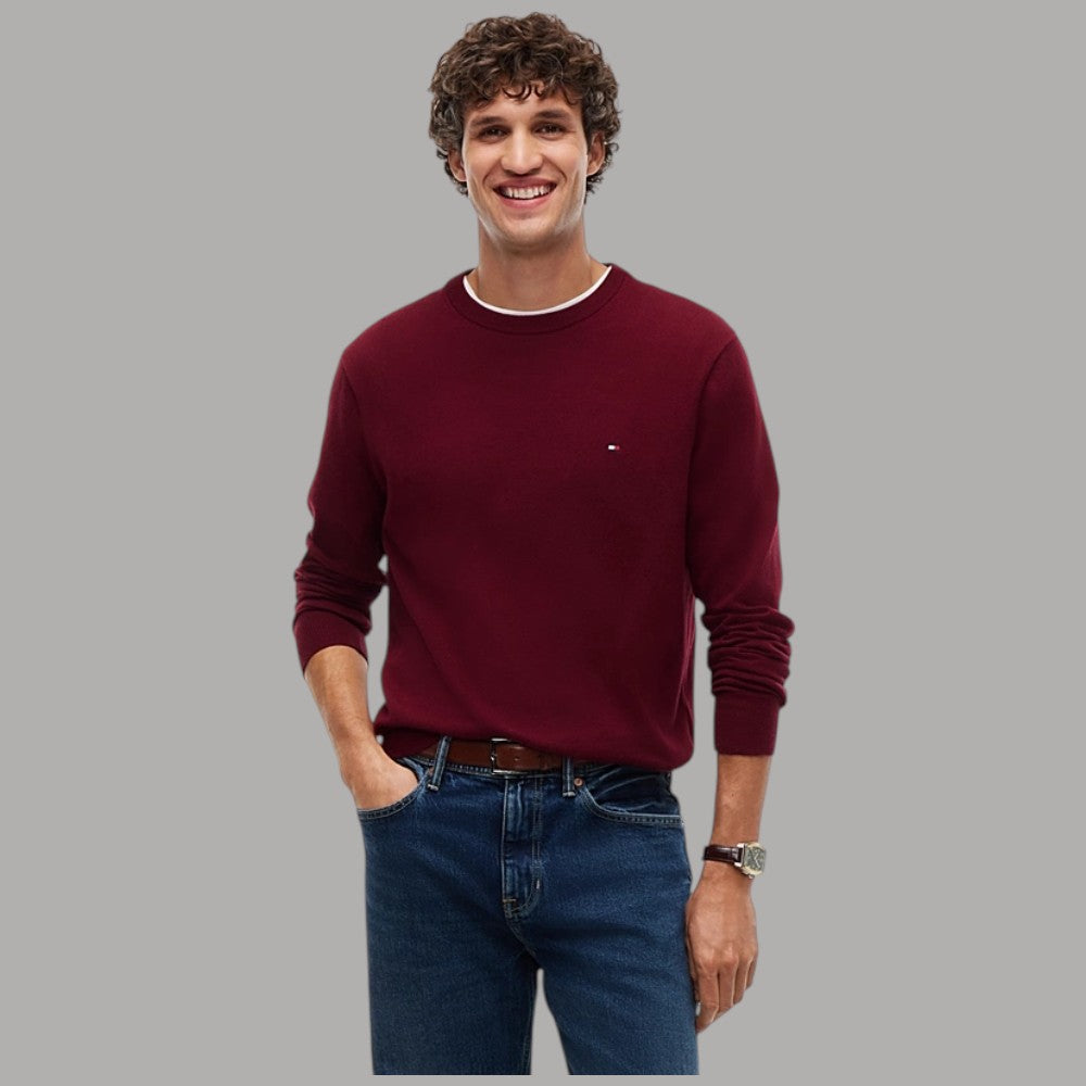 Pullover Tommy Hilfiger in pima cashmere con bandierina ricamata