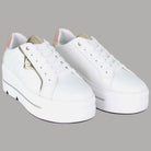 Sneakers YNot bianche con suola rialzata, dettagli oro e lacci (paio)
