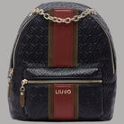 Zaino Liu Jo Ematite logo monogram nero con stampa pattern e zip frontale