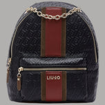 Zaino Liu Jo Ematite logo monogram nero con stampa pattern e zip frontale