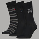 Calzini neri da uomo Tommy Hilfiger, 3 paia in scatola regalo