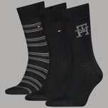 Calzini neri da uomo Tommy Hilfiger, 3 paia in scatola regalo