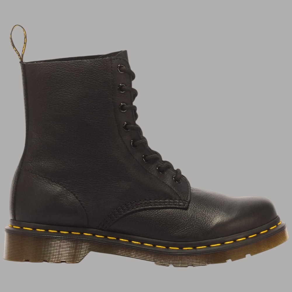 Stivali stringati Dr Martens 1460 Pascal in pelle Virginia neri con cuciture gialle