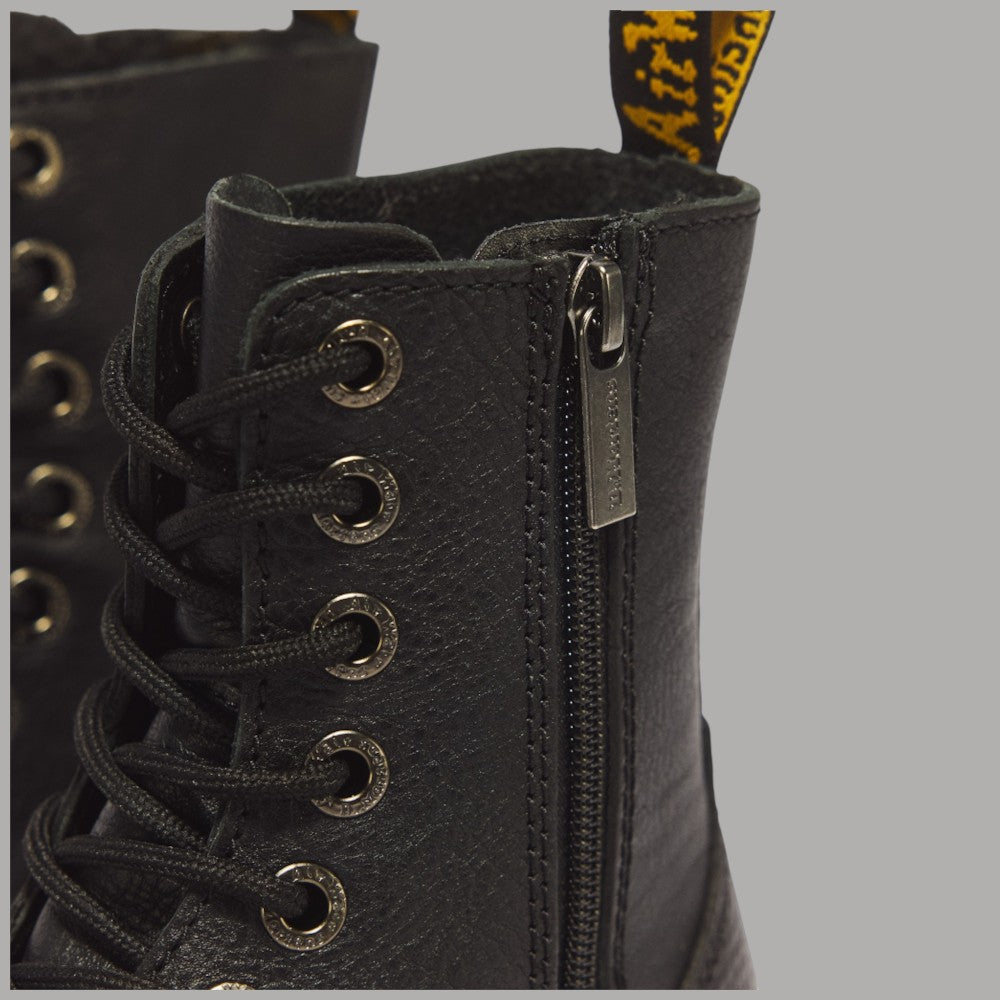 Stivali Dr Martens Jadon III in pelle Pisa neri con dettagli metallici e zip laterale