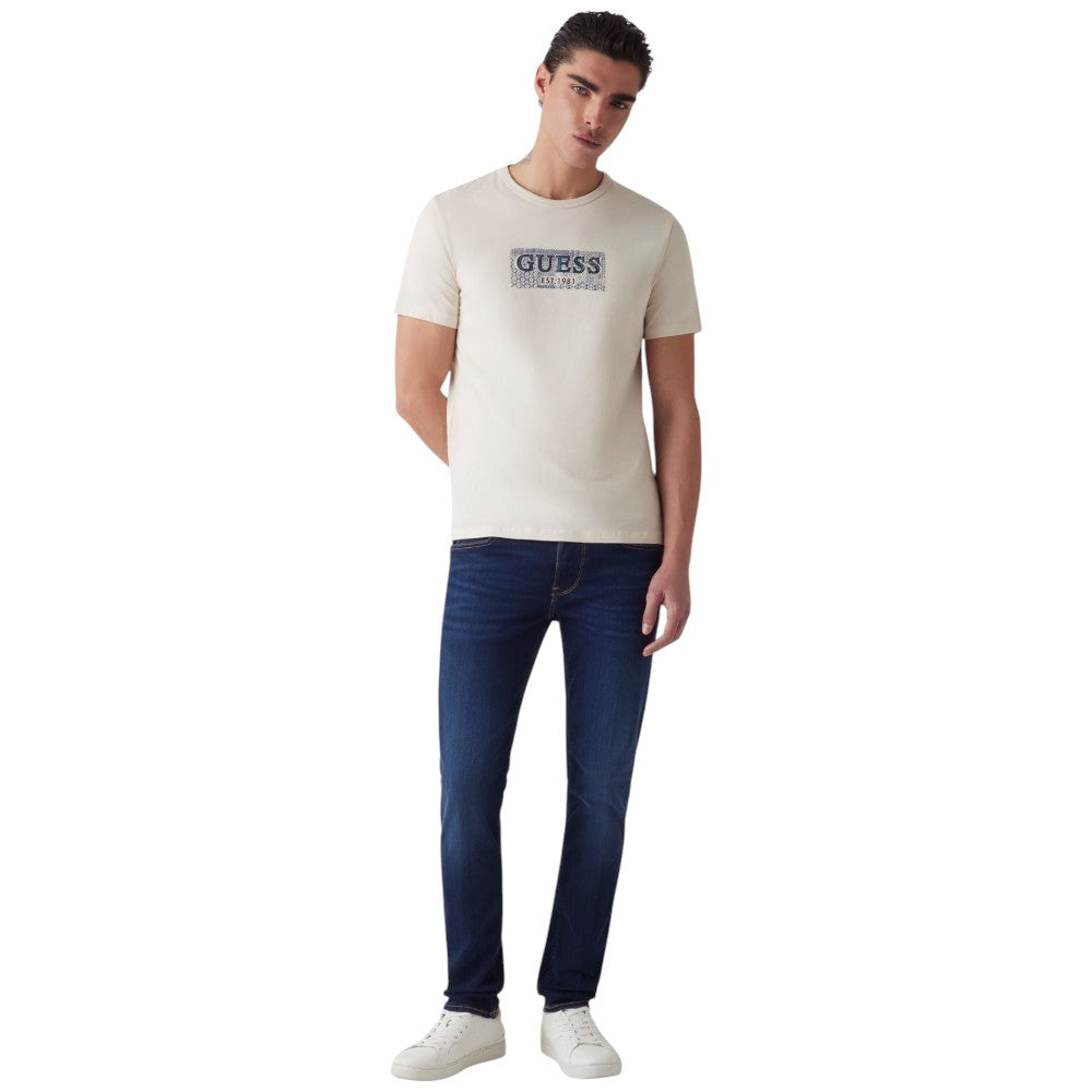 Guess t-shirt beige chiaro logo box M5GI19 J1314 G1V7 T-shirt Guess