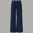 Liu Jo Jeans straight matelassé con strass blu navy texture e dettagli lucidi