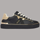 Sneakers Liu Jo Kiki 04 in pelle con inserti laminati neri e beige, suola piatta