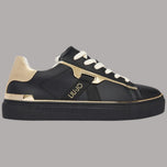 Sneakers Liu Jo Kiki 04 in pelle con inserti laminati neri e beige, suola piatta