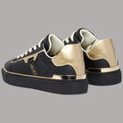 Sneakers Liu Jo Kiki 04 in pelle nera con dettagli laminati oro e cuciture bianche
