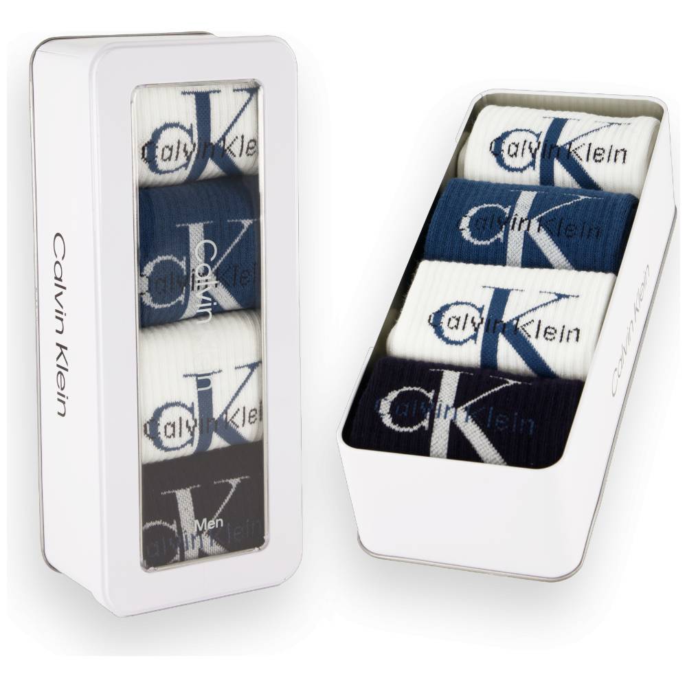 Calvin Klein uomo pack 4 calze blu bianco 701235982003801 Intimo Calvin Klein