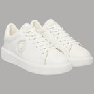 Sneakers uomo Blauer in pelle bianca con dettagli tono su tono e logo sul lato