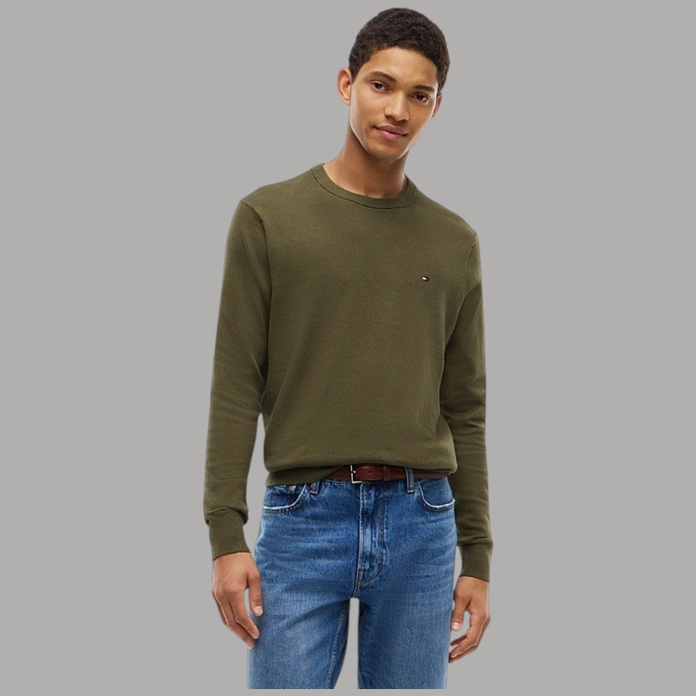 Pullover pima cashmere Tommy Hilfiger con bandierina ricamata