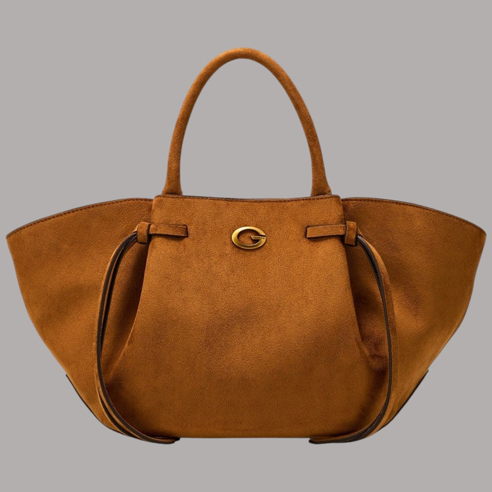 Guess Allegra in suede, tan color, with removable shoulder strap and gold logo