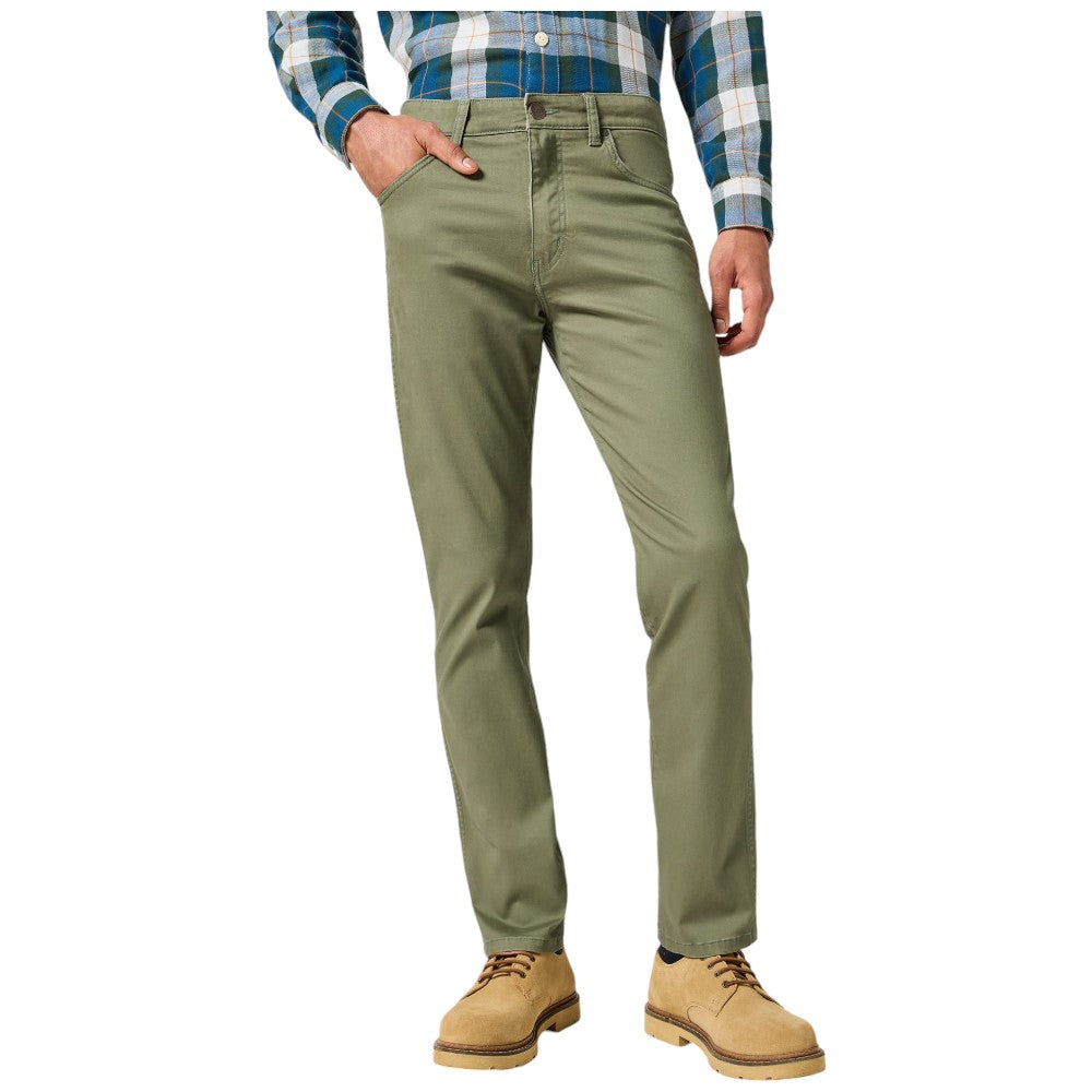 Wrangler pantalone slim tapered verde Larston Grisaille 112356816 Pantaloni Wrangler