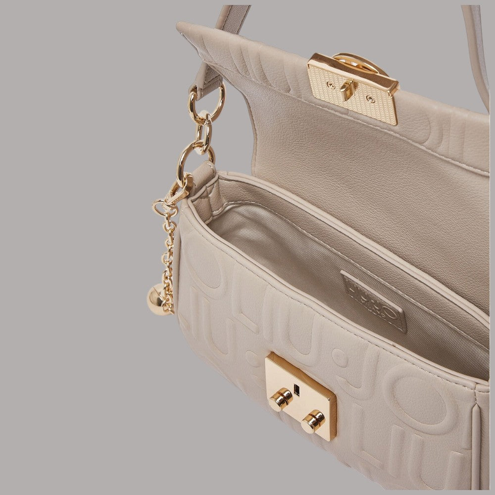 Borsa piccola Liu Jo Adiva crossbody color beige con dettagli gold e tracolla a catena