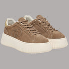 Sneakers Liu Jo Elodie in pelle scamosciata beige con suola platform e Logo laterale