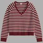 LEVI'S pullover scollo a V motivo a righe rossi e bianchi dettaglio genere a righe