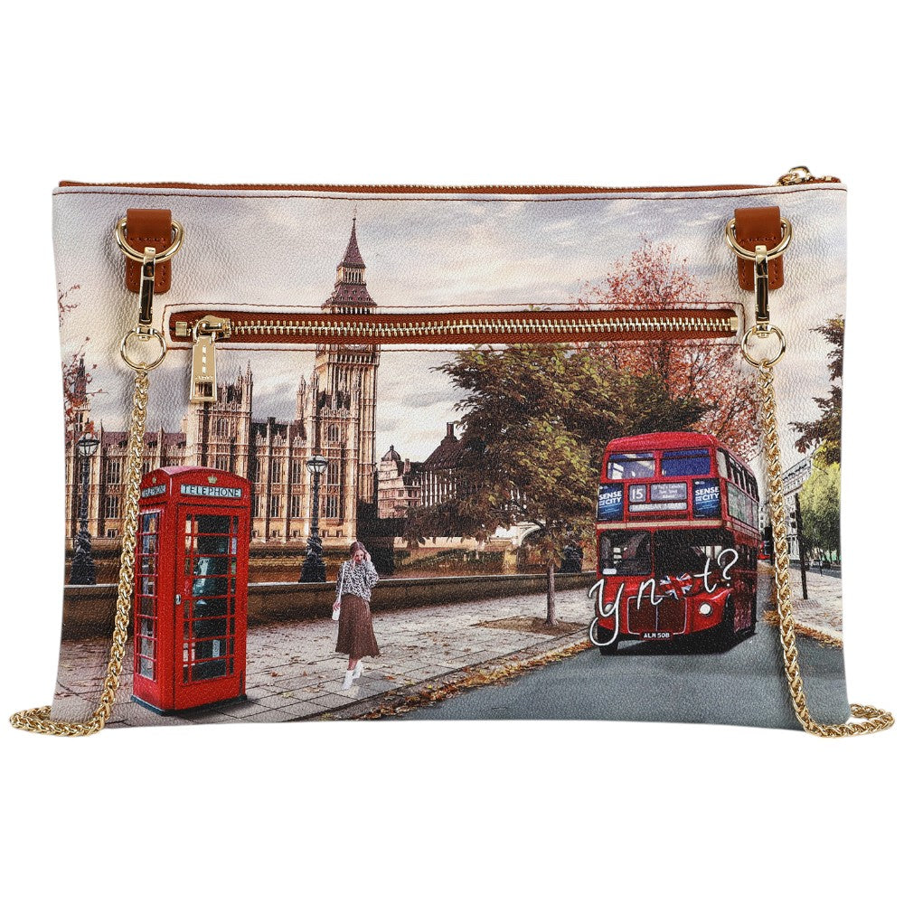 YNot borsa piatta clutch stampa London Street YES605F4 Borse YNot