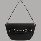 Borsa a spalla Guess Camelia flap nera con chiusura e tracolla a catena