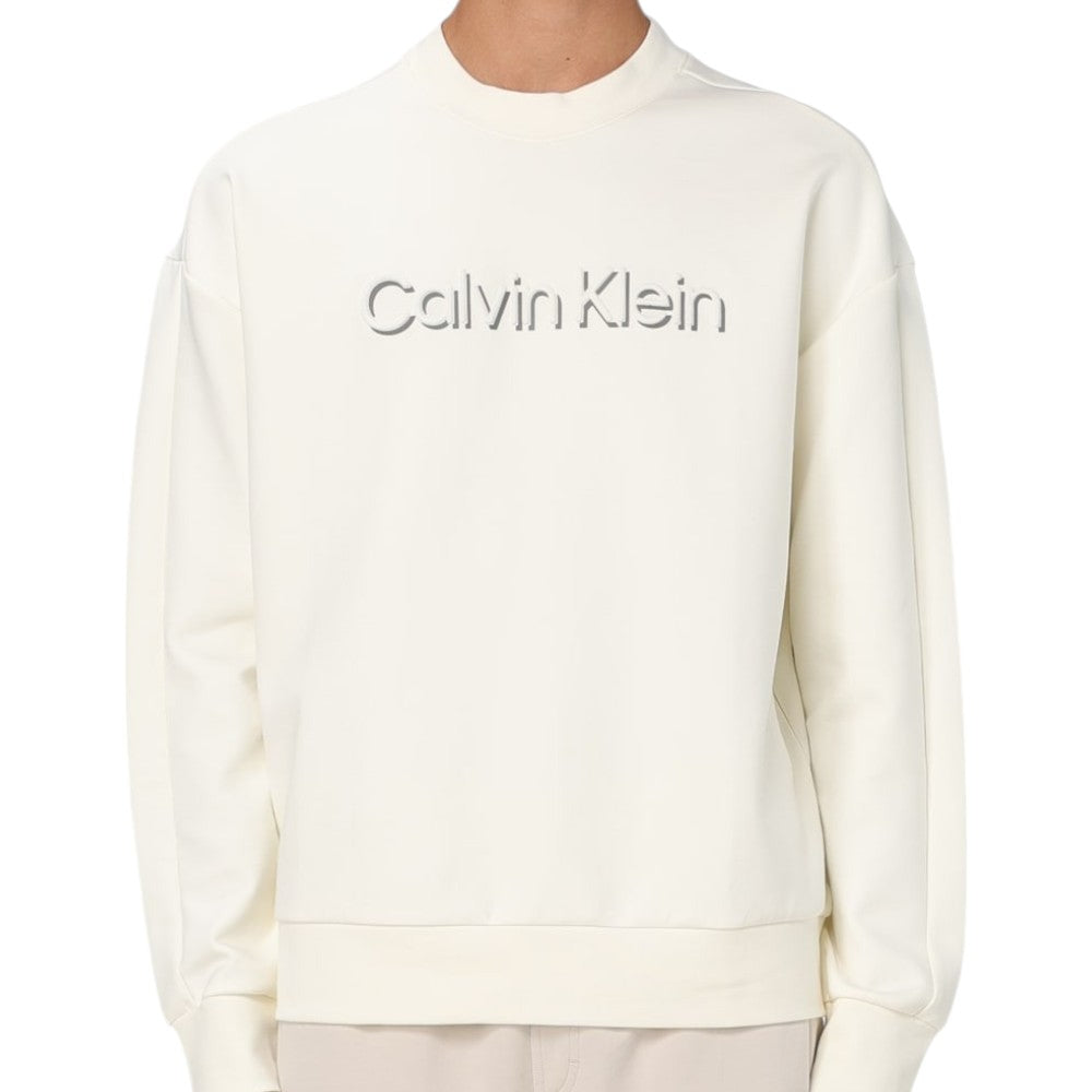 Calvin Klein felpa panna shadow embossed logo K10K113081 Felpe Calvin Klein