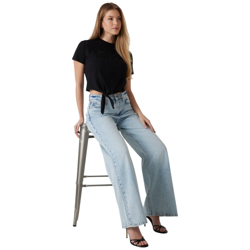 Guess t-shirt nera cropped logo 4G W5GI18 I3Z14 JBLK T-shirt Guess