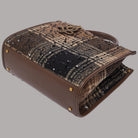 Borsa media Liu Jo in tessuto check con paillettes e dettagli in pelle marrone