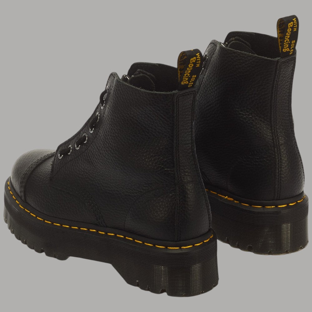 Stivali platform in nappa lavorata Dr Martens Sinclair neri con suola gialla