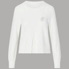 Maglia bianca Liu Jo girocollo con maniche lunghe, piega frontale e logo decorativo sul petto