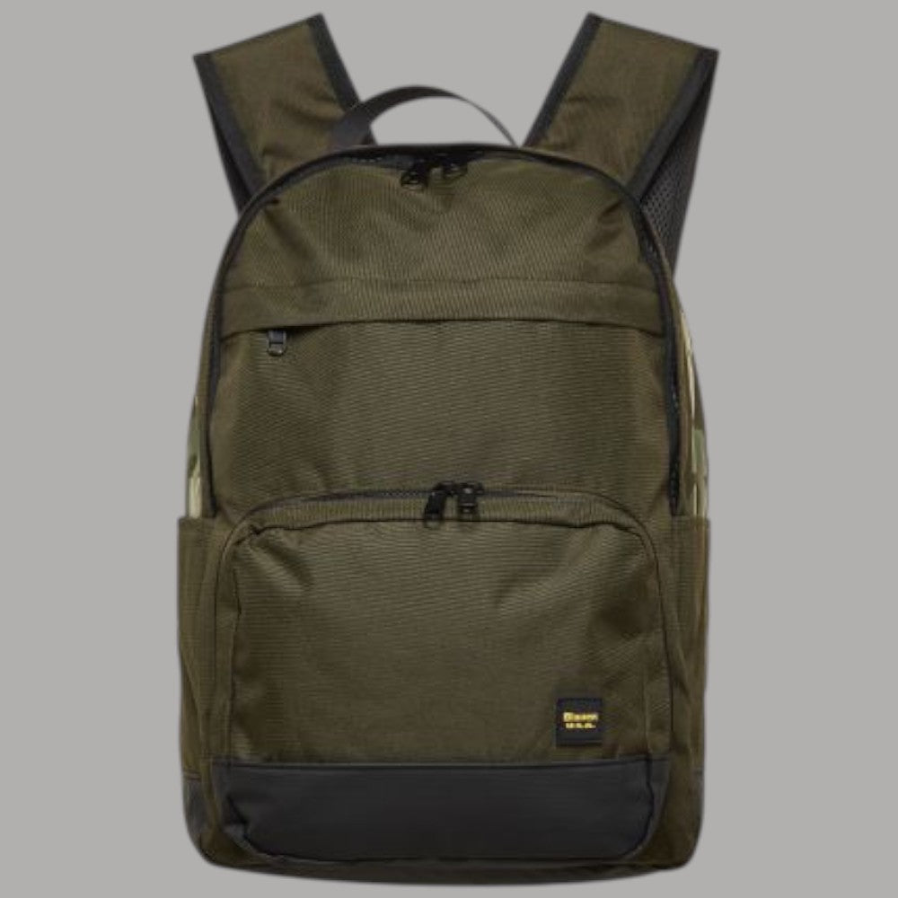 Blauer Zaino da uomo in tessuto verde militare con scomparti zippati e dettagli neri