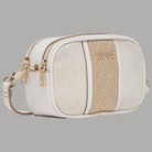 Liu Jo borsa a tracolla piccola bianca con dettagli in tessuto jacquard beige e logo in rilievo
