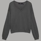 Vero Moda pullover scollo a V in misto lana grigio con texture a maglia fine