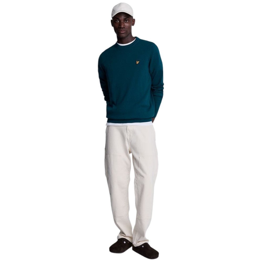 Lyle & Scott pullover merino petrolio KN2110VC Maglieria Lyle & Scott