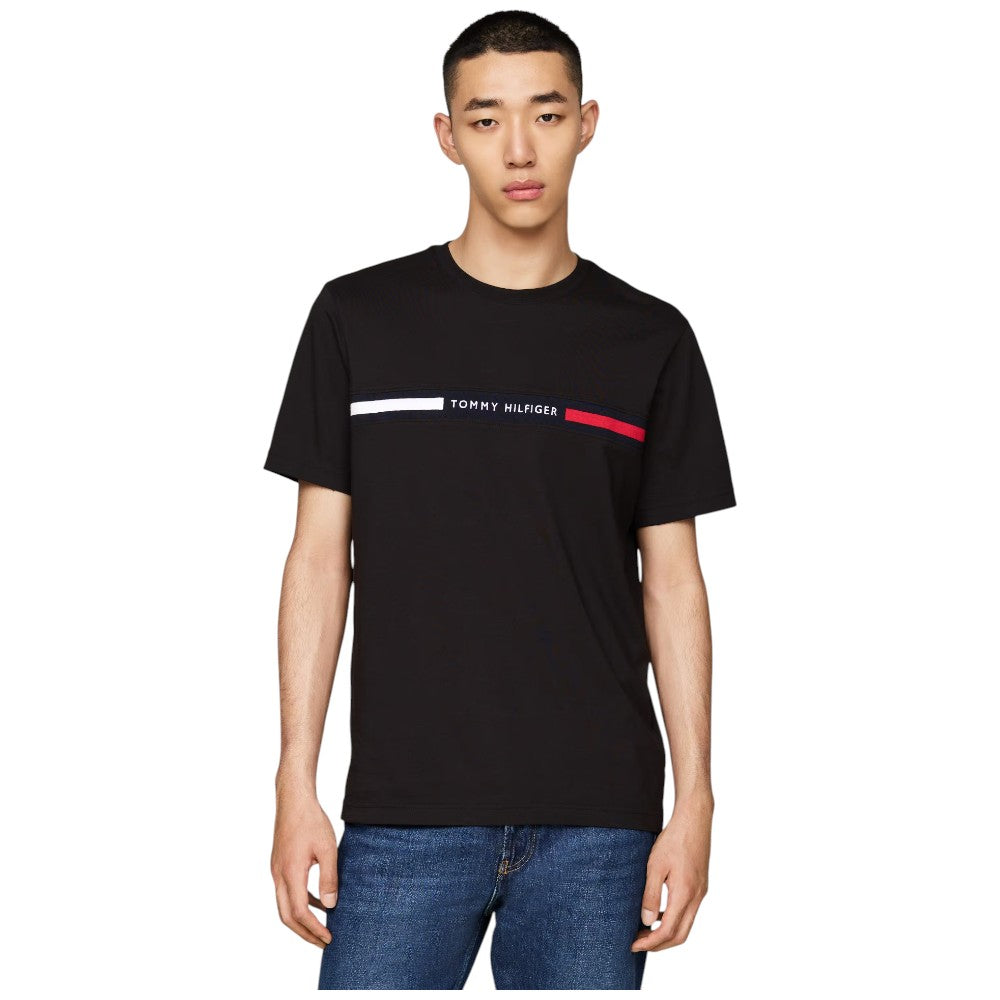 Tommy Hilfiger t-shirt nera logo con banda MW0MW36498BDS T-shirt Tommy Hilfiger