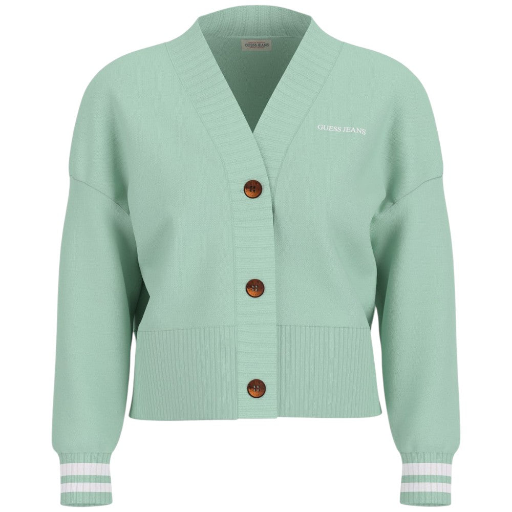 Guess Jeans cardigan verde menta W4BR81 Z3HM1 G8FG Maglieria Guess Jeans