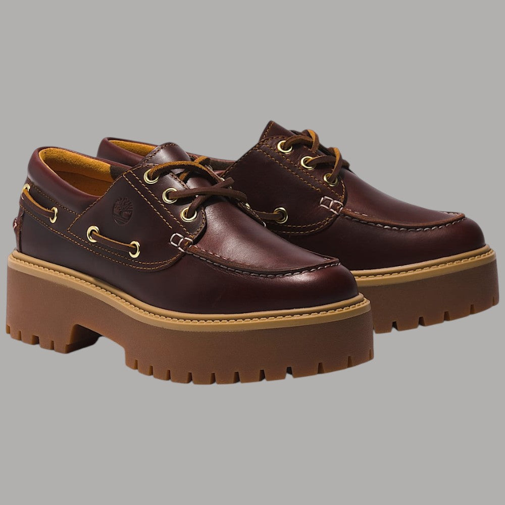 Scarpa da Barca da donna Timberland con plateau marrone con dettaglio giallo