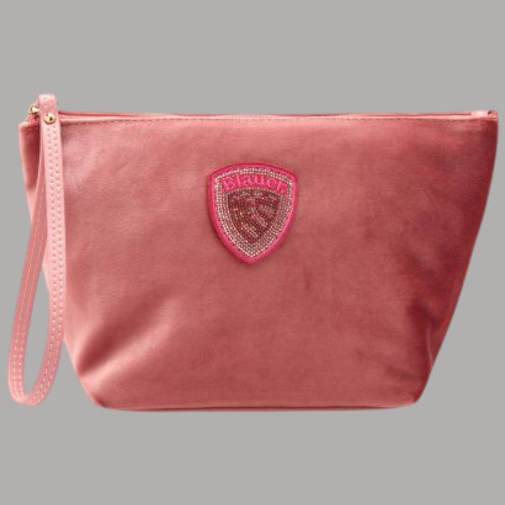 Beauty case pochette da donna Blauer rosa con Logo ricamato in rilievo