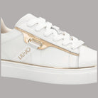 Sneakers Liu Jo Kiki 04 in pelle bianca con inserto laminato color oro